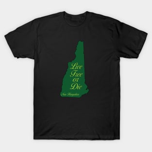 Live Free or Die NH state map T-Shirt